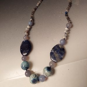 Baby blue jasper crystals sky blue necklac…